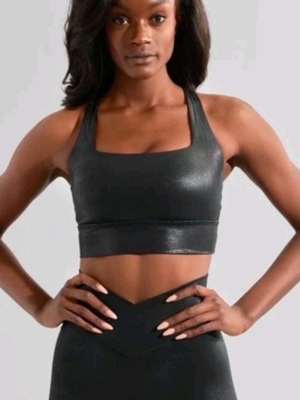Buffbunny Black Square-Neck Sports Bra Size Small